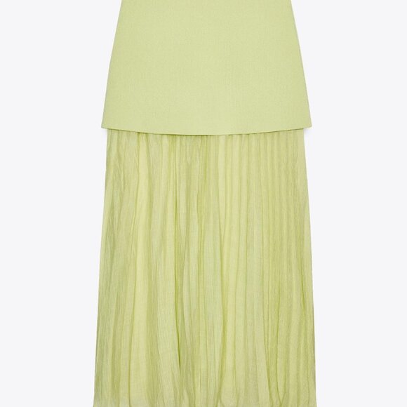 Elegant Lime Green Maxi Skirt - Picture 2 of 7